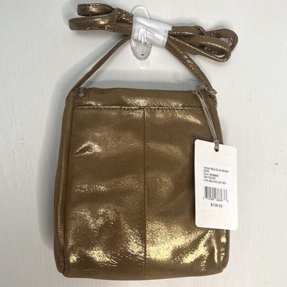 NWT! HOBO Leather Gold Shimmer Fern Saddle Crossbody Bag - Picture 4 of 10